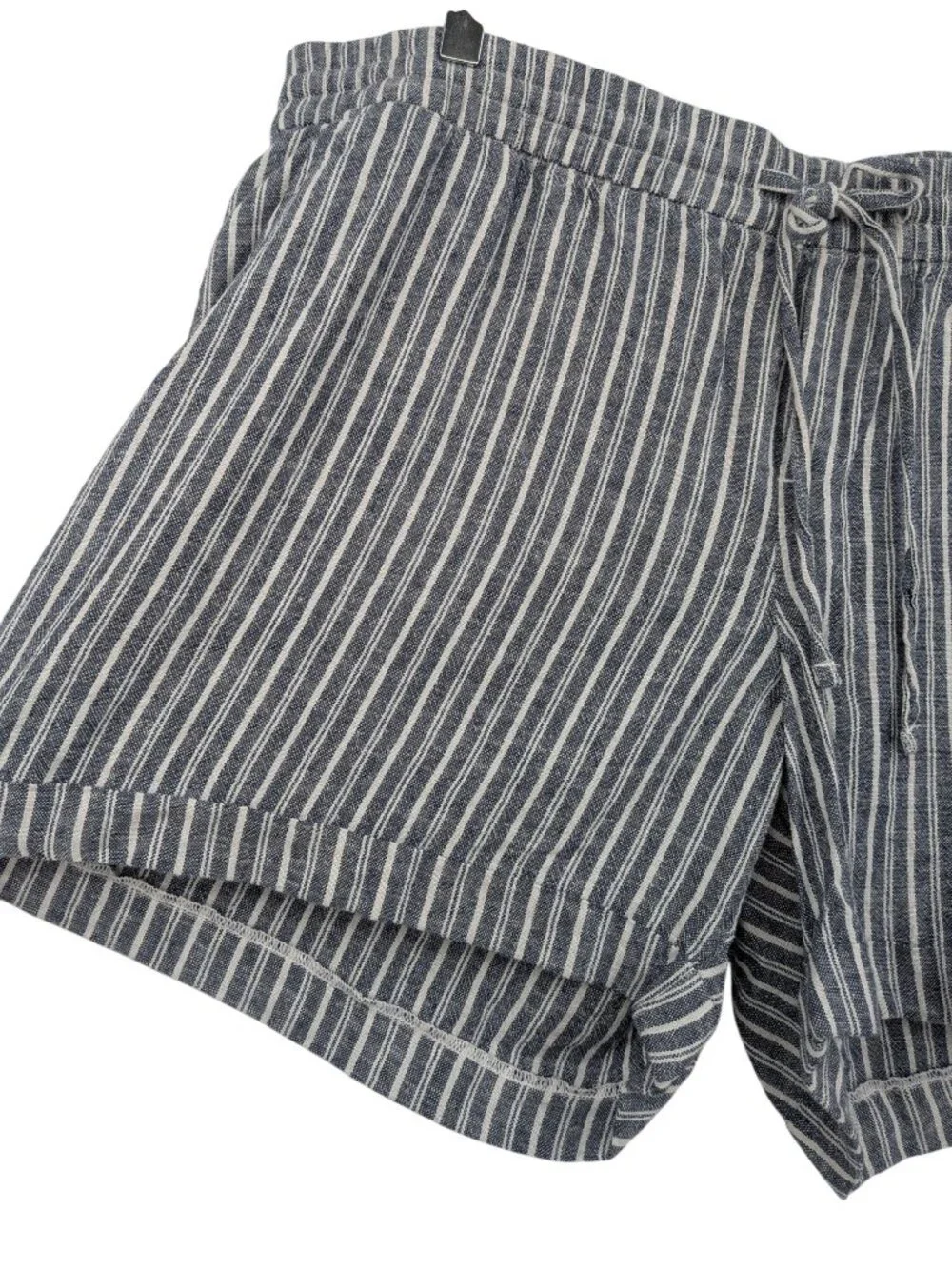 Old Navy Linen Blend Striped Pull On Shorts Drawstring Mid Rise Coastal X Large